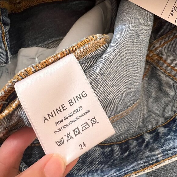 NWT Anine Bing High Rise Vintage Blue Shorts Sample 24‌‌ - Picture 7 of 13